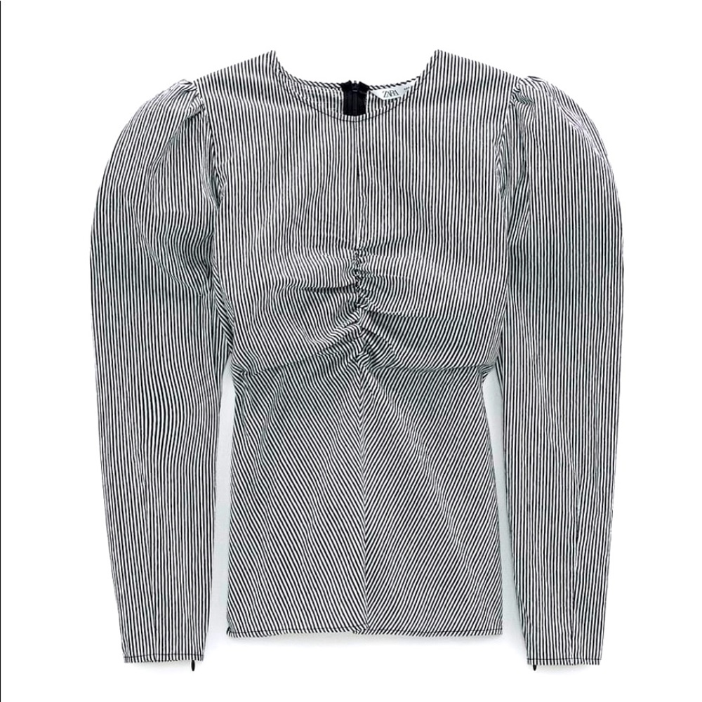 ZARA STRIPED POPLIN TOP BLACK/WHITE